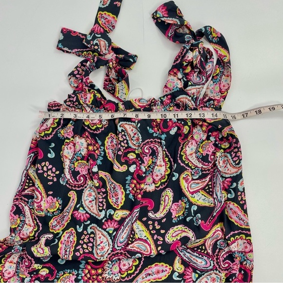 NWT Emily Wonder Black Paisley Ruffle Dress Preppy Maxi‎ Boxy Boho Small - Picture 7 of 14